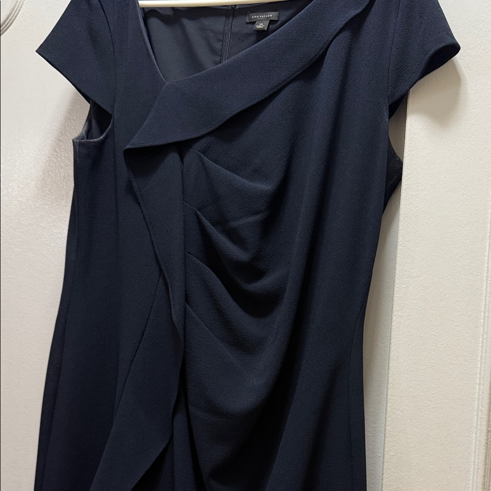 Ann Taylor Asymmetrical Navy Dress